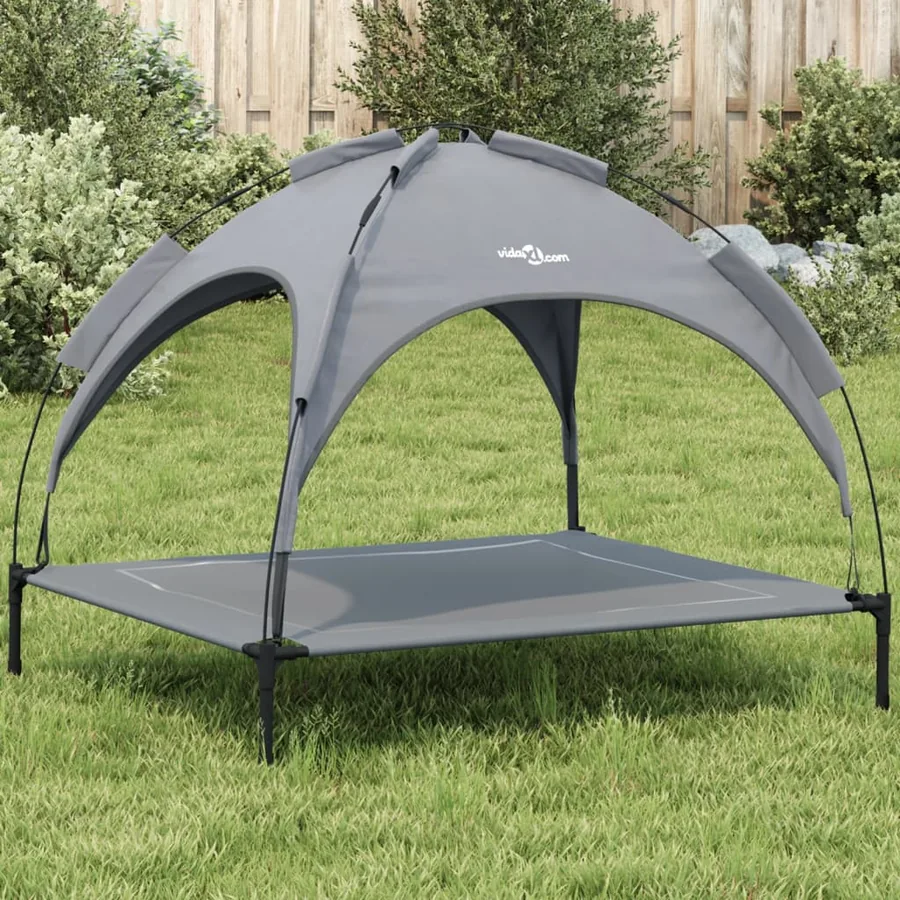 Lit pour chien avec auvent anthracite tissu Oxford et acier