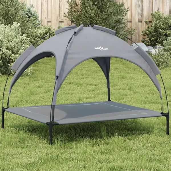 Lit pour chien avec auvent anthracite tissu Oxford et acier