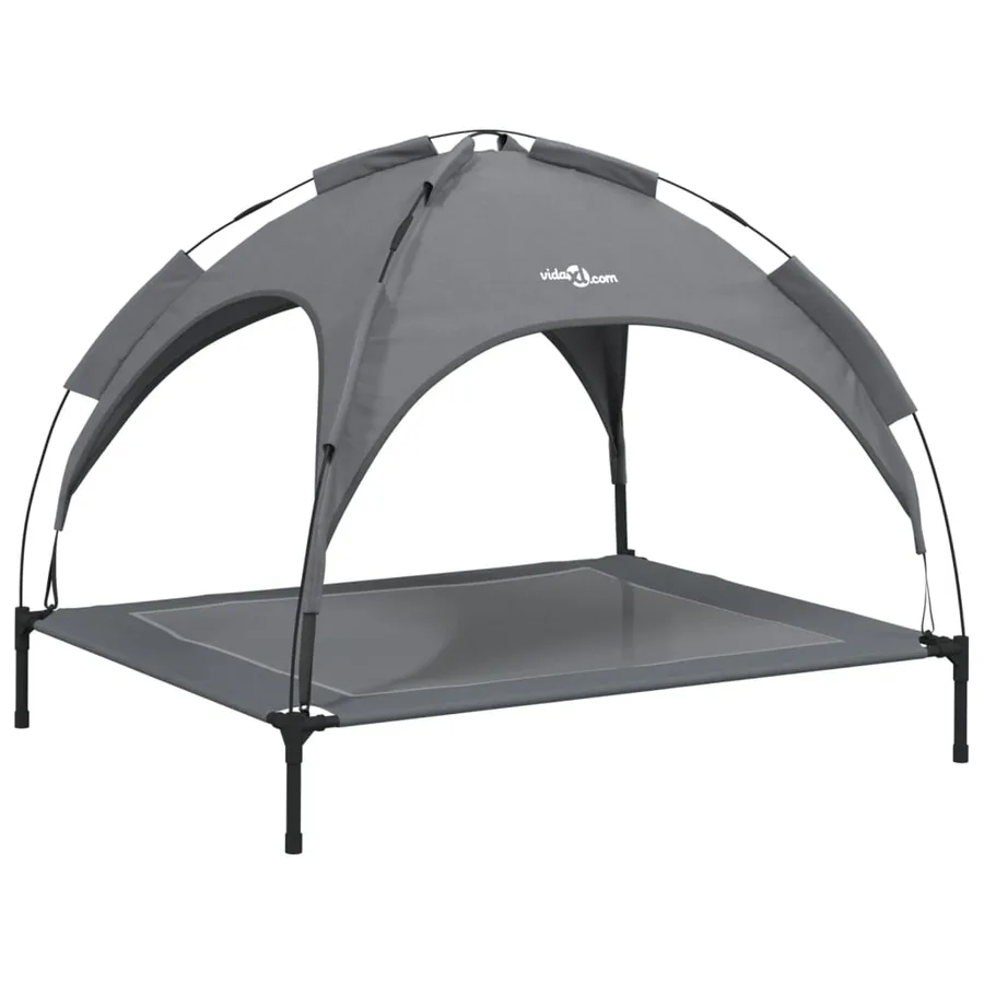 Lit pour chien avec auvent anthracite tissu Oxford et acier - 2