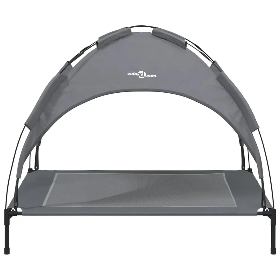 Lit pour chien avec auvent anthracite tissu Oxford et acier - 4