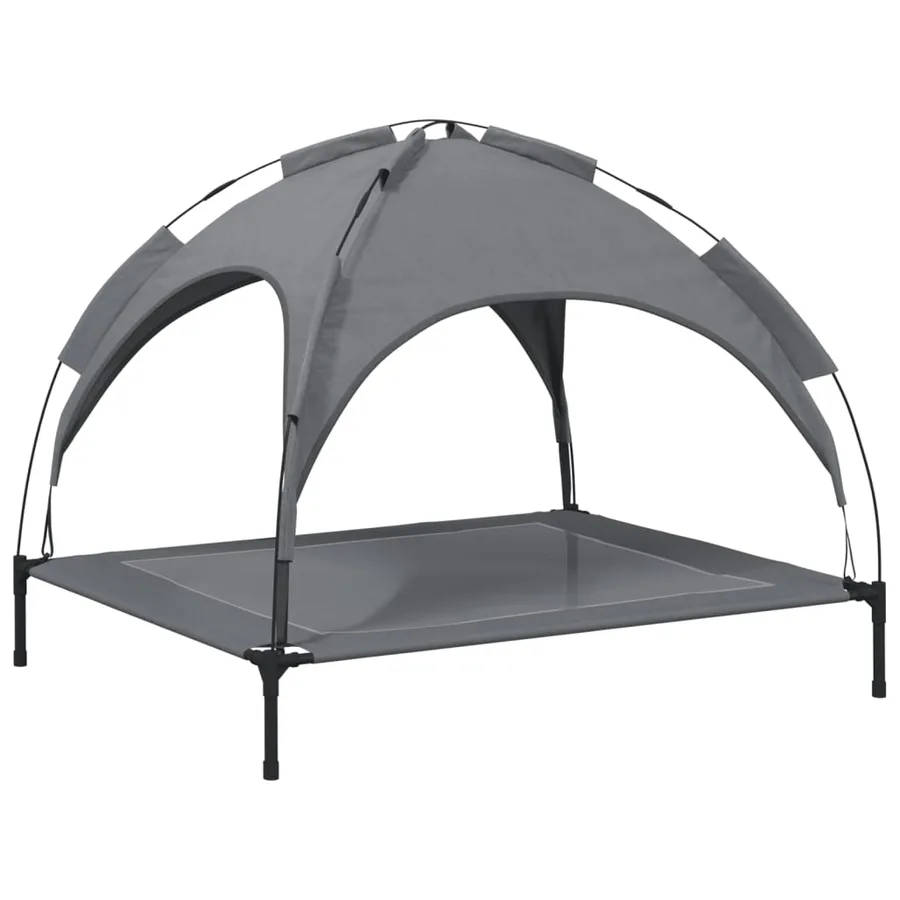 Lit pour chien avec auvent anthracite tissu Oxford et acier - 6