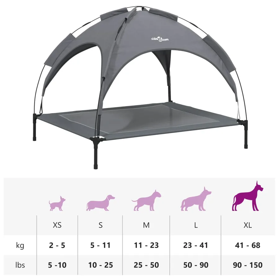 Lit pour chien avec auvent anthracite tissu Oxford et acier - 9
