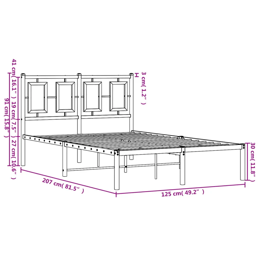 Cadre de lit métal sans matelas avec tête de lit noir 120x200cm - 10