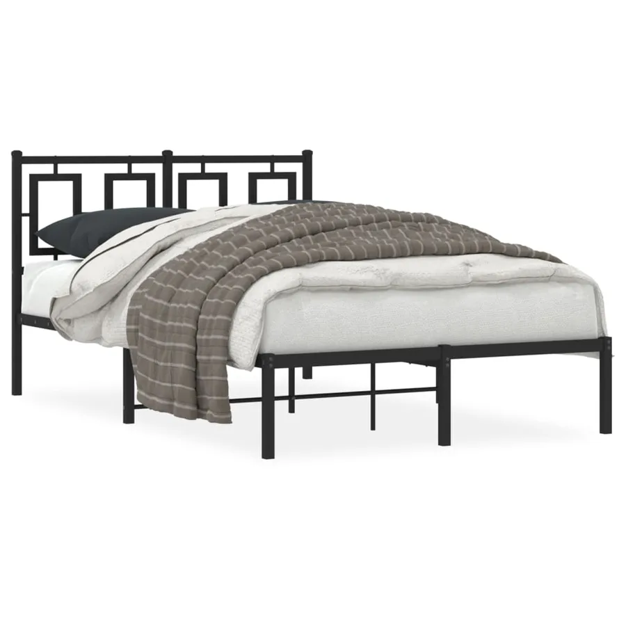 Cadre de lit métal sans matelas avec tête de lit noir 120x200cm - 2