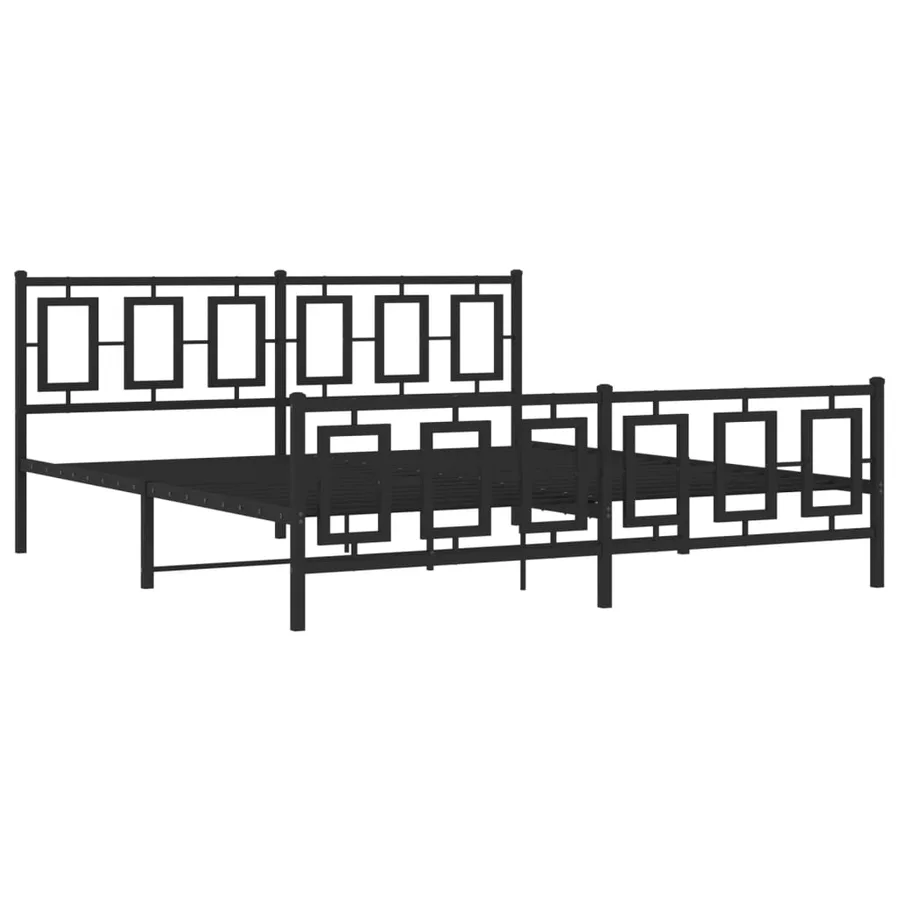 Cadre de lit métal sans matelas avec pied de lit noir 183x213cm - 3