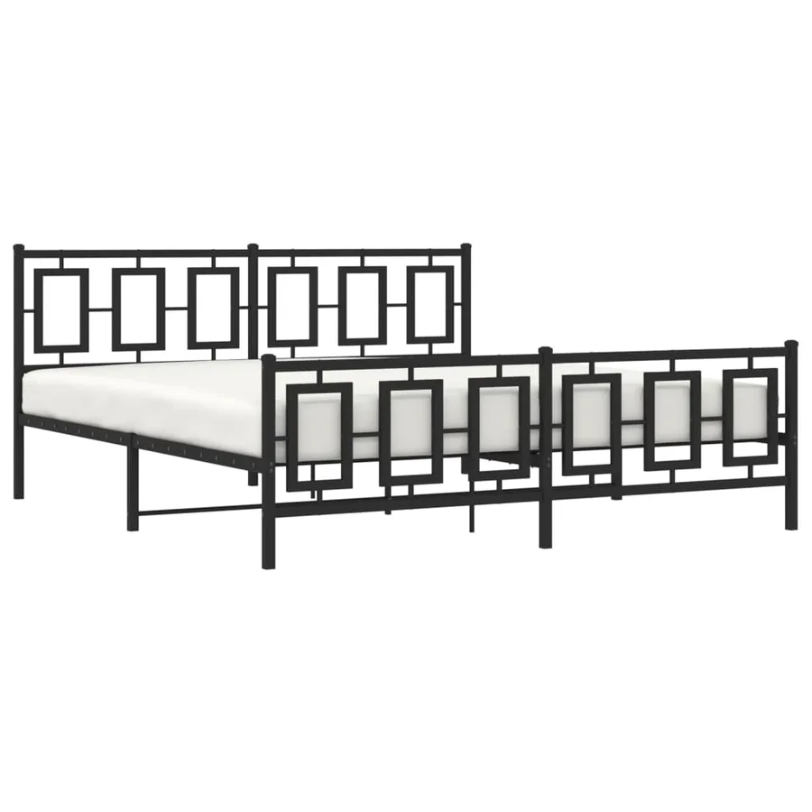 Cadre de lit métal sans matelas avec pied de lit noir 183x213cm - 4