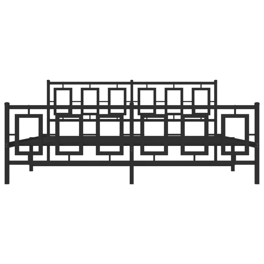 Cadre de lit métal sans matelas avec pied de lit noir 183x213cm - 5
