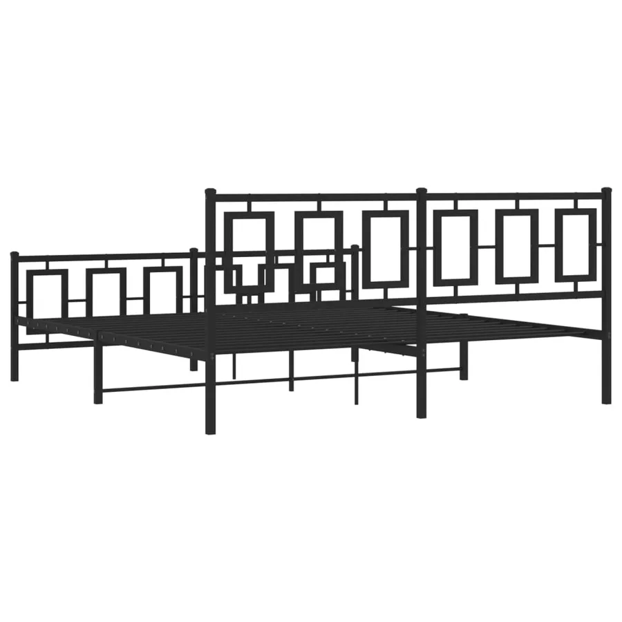 Cadre de lit métal sans matelas avec pied de lit noir 183x213cm - 7