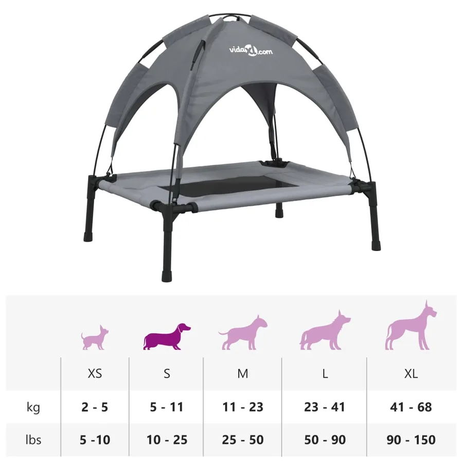 Lit pour chien avec auvent anthracite tissu Oxford et acier - 10