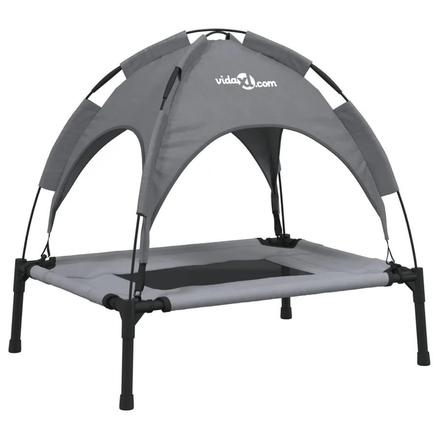 Lit pour chien avec auvent anthracite tissu Oxford et acier - 2