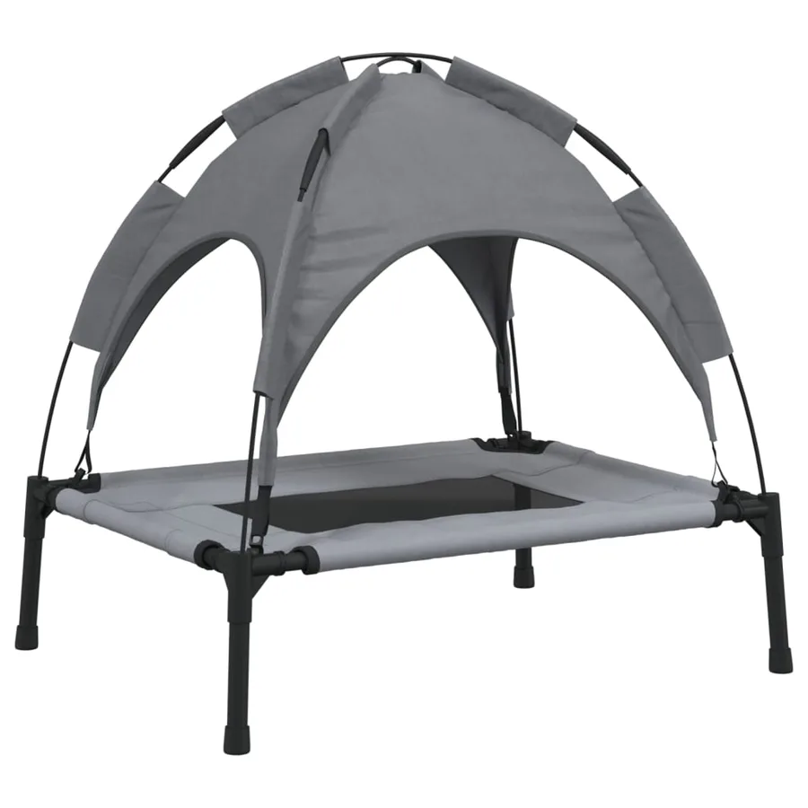 Lit pour chien avec auvent anthracite tissu Oxford et acier - 6