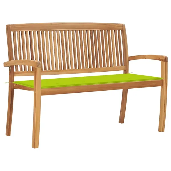 Banc de jardin empilable et coussin 128,5cm Bois de teck massif