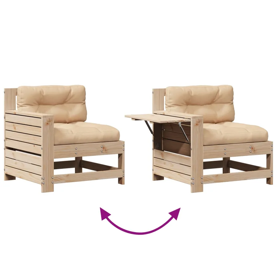 Salon de jardin 7 pcs avec coussins Bois de pin massif - 9