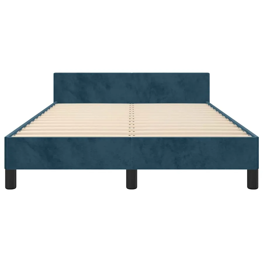 Cadre de lit sans matelas bleu foncé 120x190 cm velours - 6