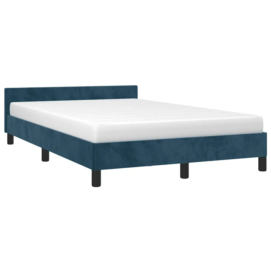 Cadre de lit sans matelas bleu foncé 120x190 cm velours - 4