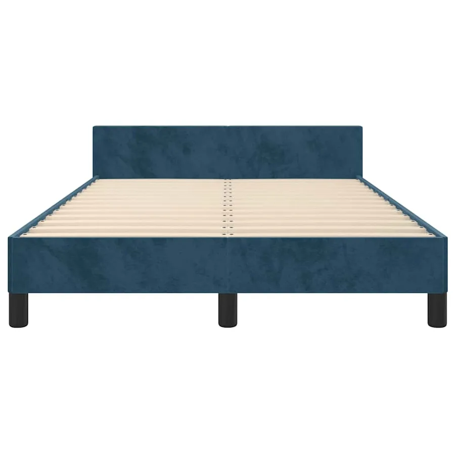 Cadre de lit sans matelas bleu foncé 120x190 cm velours - 5