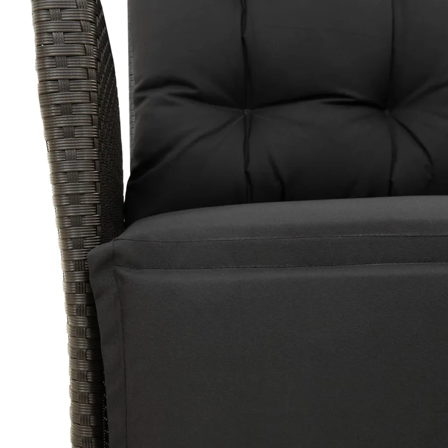 Ensemble de bistro 3 pcs avec coussins noir résine tressée - 12