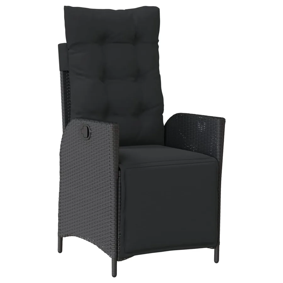 Ensemble de bistro 3 pcs avec coussins noir résine tressée - 4
