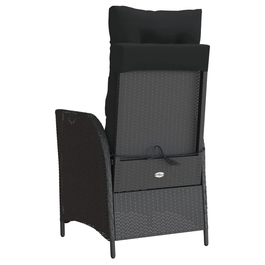 Ensemble de bistro 3 pcs avec coussins noir résine tressée - 7