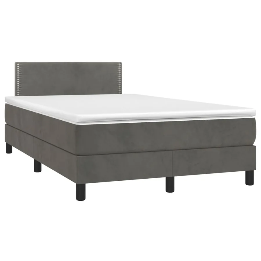 Sommier à lattes de lit et matelas gris foncé 120x190cm velours - 2