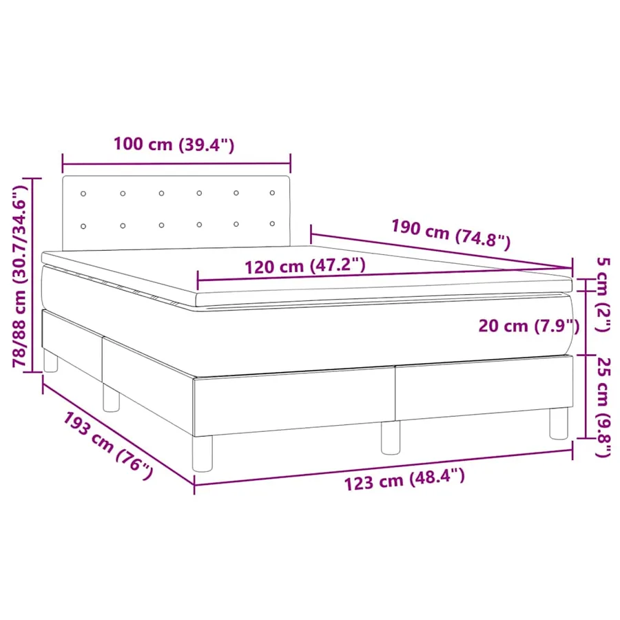 Sommier à lattes de lit matelas LED blanc 120x190 cm similicuir - 11
