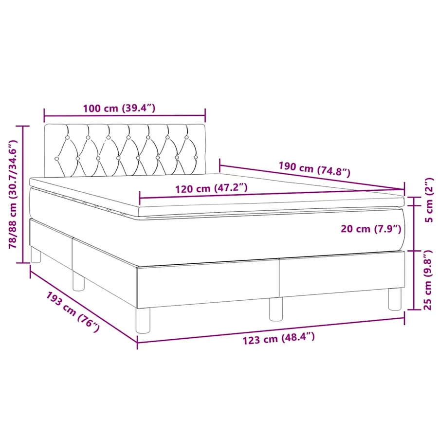 Sommier à lattes de lit avec matelas LED vert foncé 120x190 cm - 11