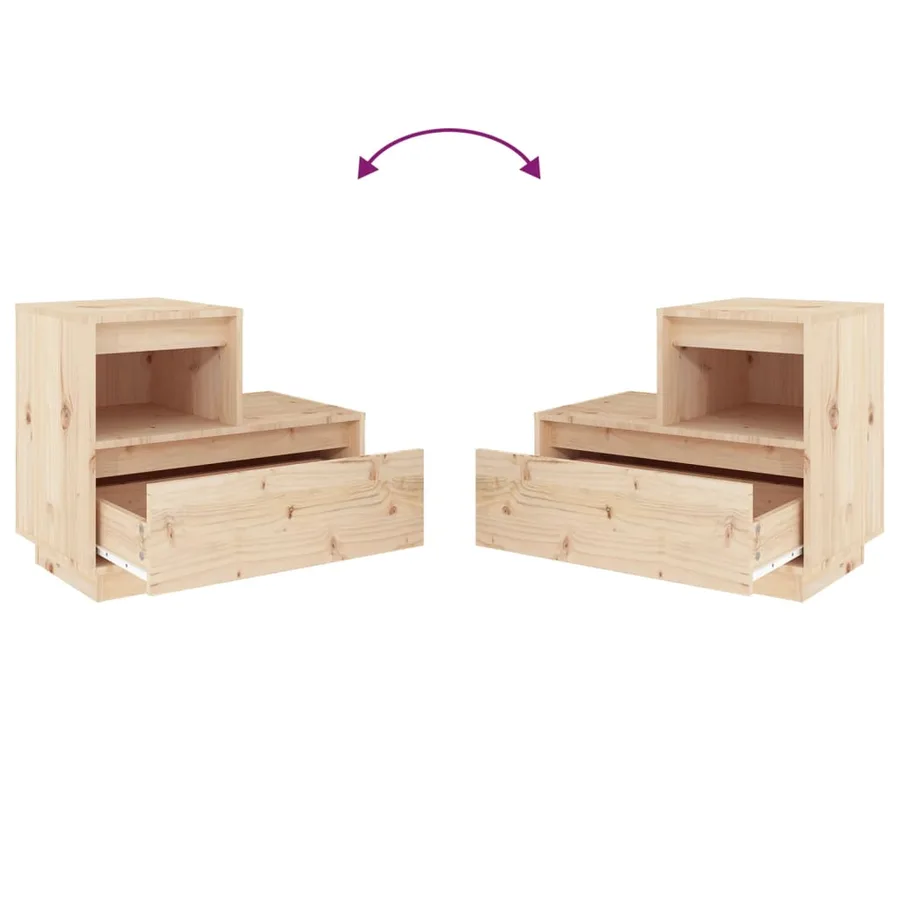 Tables de chevet 2 pcs Gris 60x34x51 cm Bois de pin solide - 8