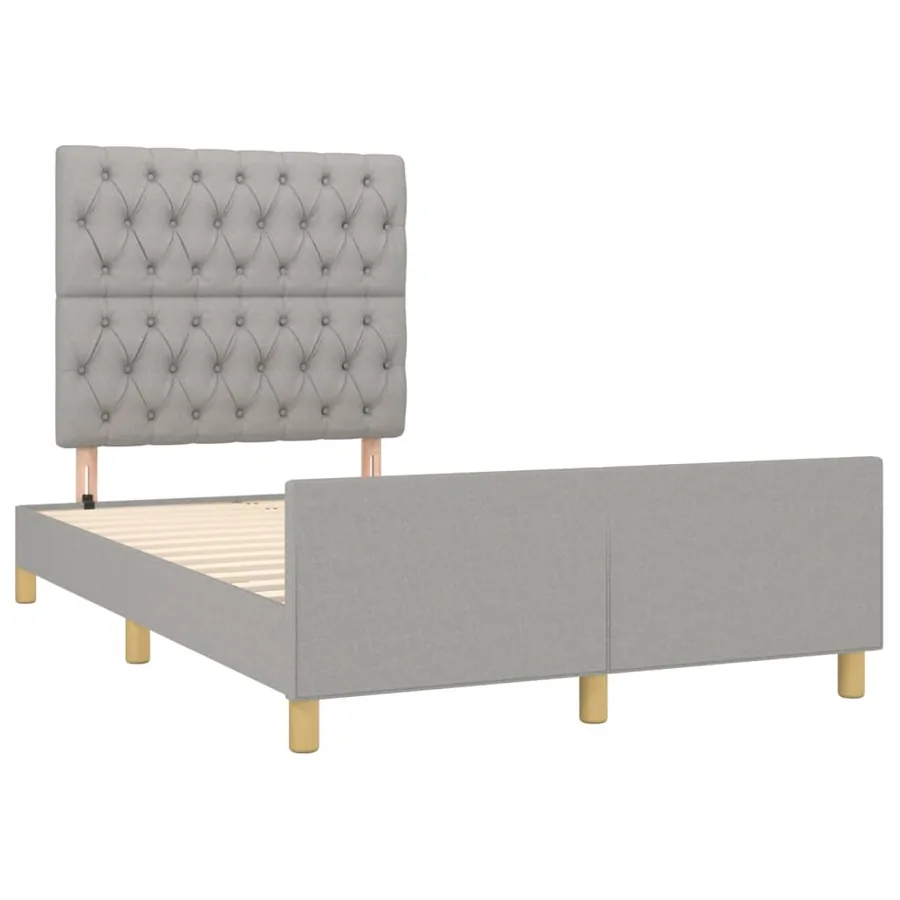Cadre de lit sans matelas gris clair 120x190 cm tissu - 3