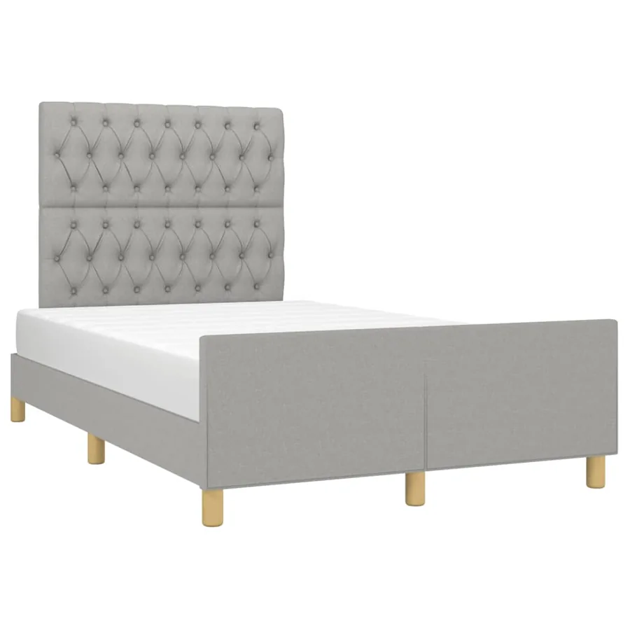 Cadre de lit sans matelas gris clair 120x190 cm tissu - 4