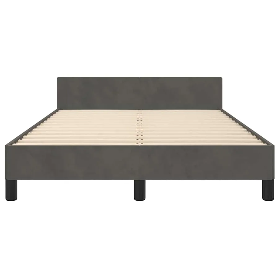 Cadre de lit sans matelas gris foncé 120x190 cm velours - 6