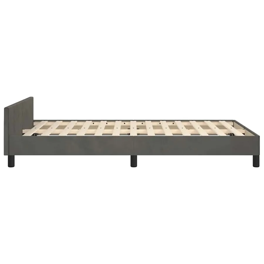 Cadre de lit sans matelas gris foncé 120x190 cm velours - 7