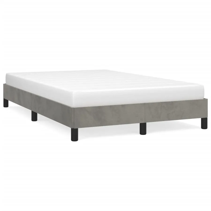 Cadre de lit sans matelas gris clair 120x190 cm velours - 2