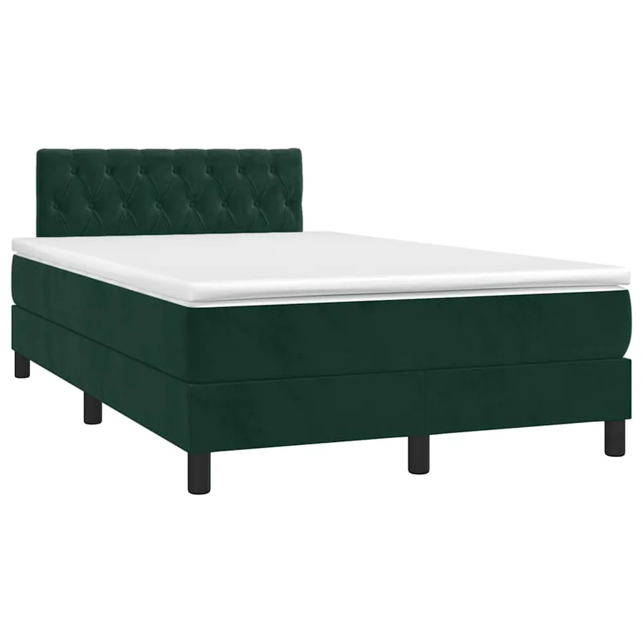 Sommier à lattes de lit avec matelas vert foncé 120x190 cm - 2