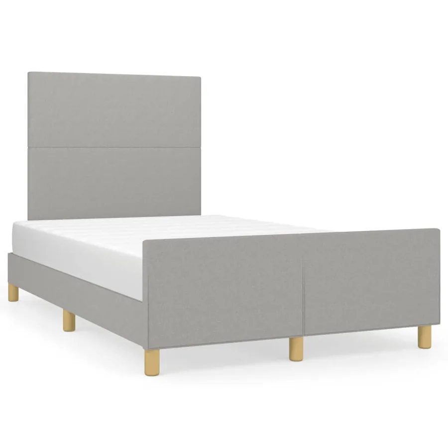 Cadre de lit sans matelas gris clair 120x190 cm tissu - 2