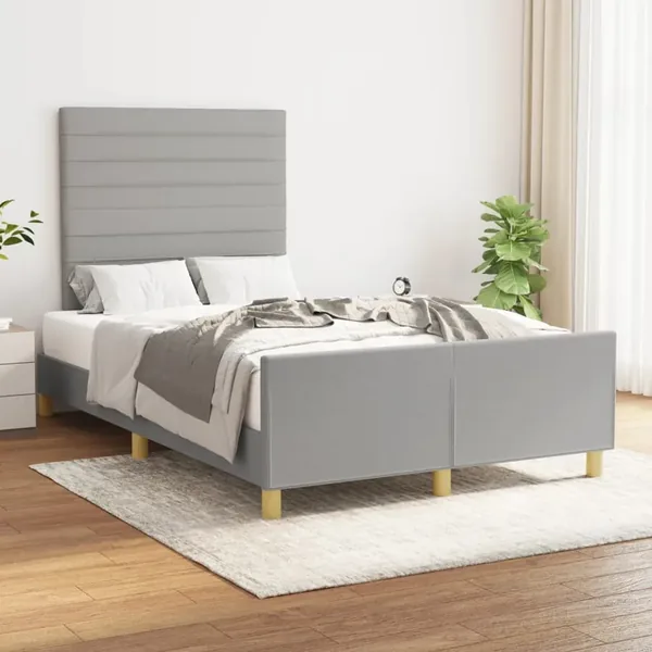 Cadre de lit sans matelas gris clair 120x190 cm tissu