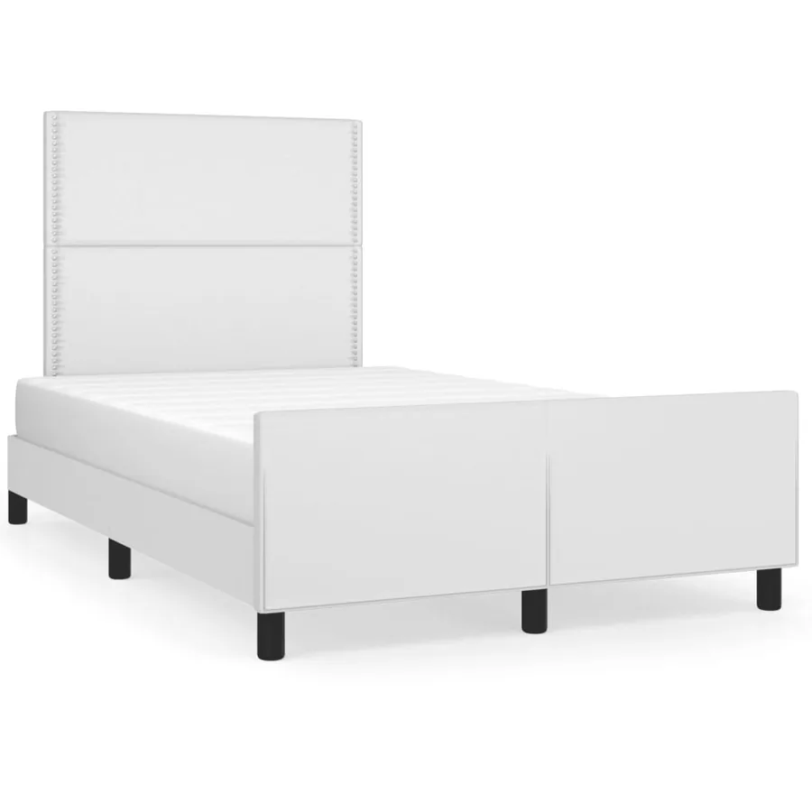 Cadre de lit sans matelas blanc 120x190 cm similicuir - 2