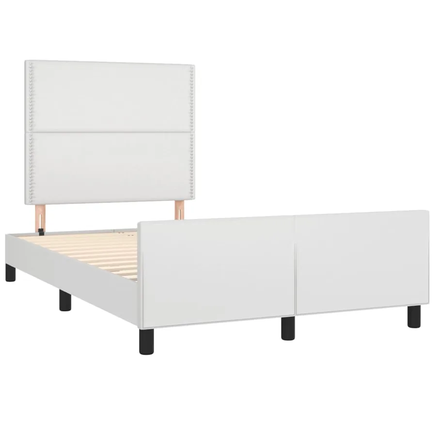 Cadre de lit sans matelas blanc 120x190 cm similicuir - 3