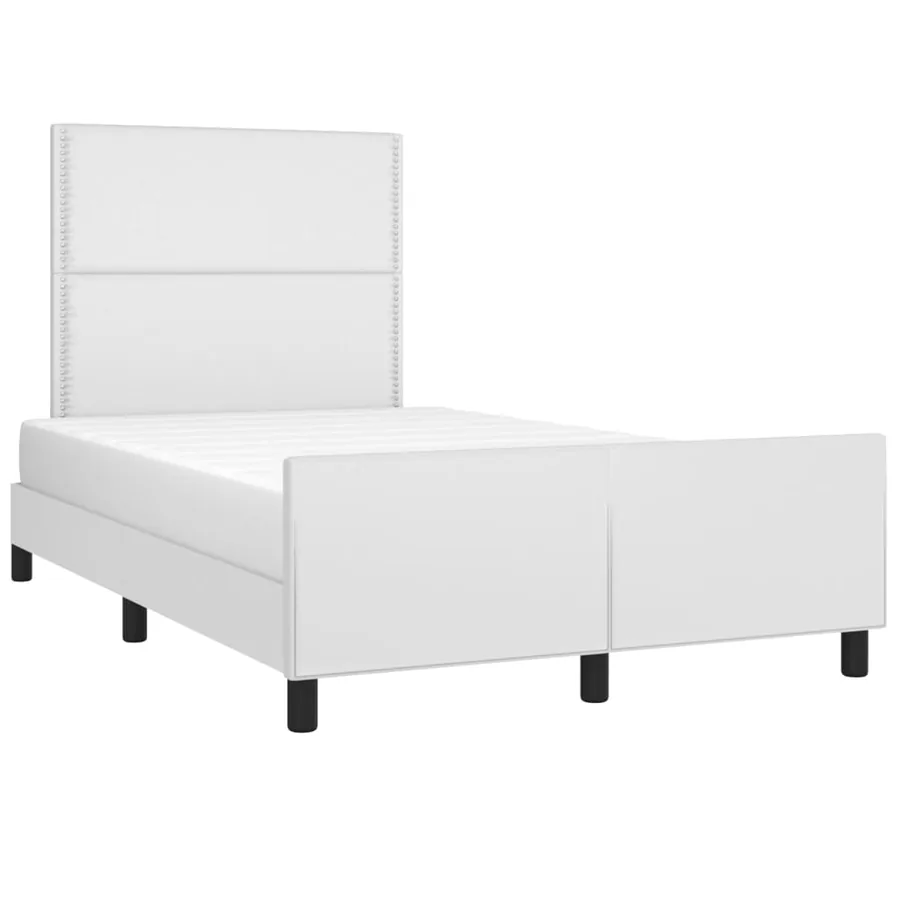 Cadre de lit sans matelas blanc 120x190 cm similicuir - 4