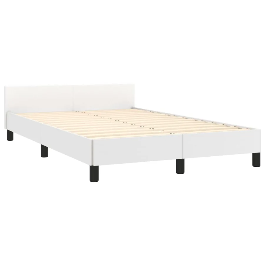 Cadre de lit sans matelas blanc 120x190 cm similicuir - 5