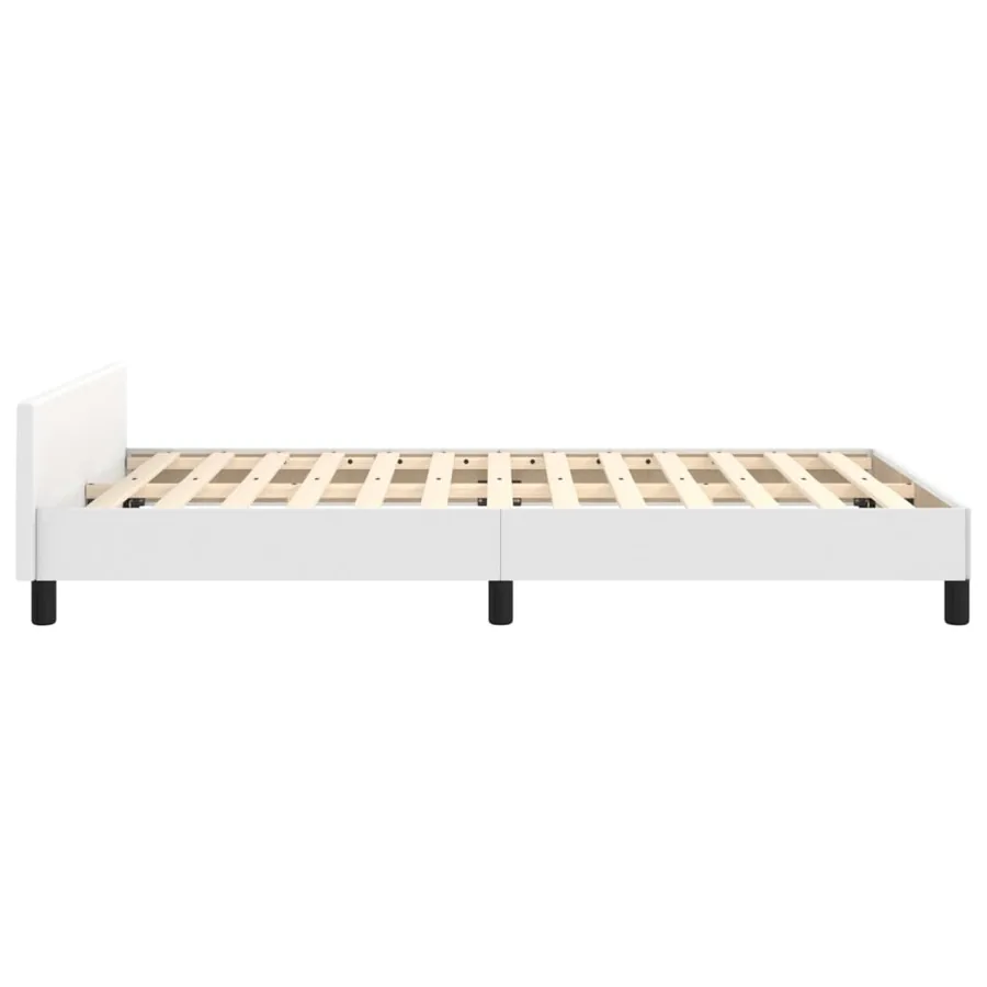 Cadre de lit sans matelas blanc 120x190 cm similicuir - 7