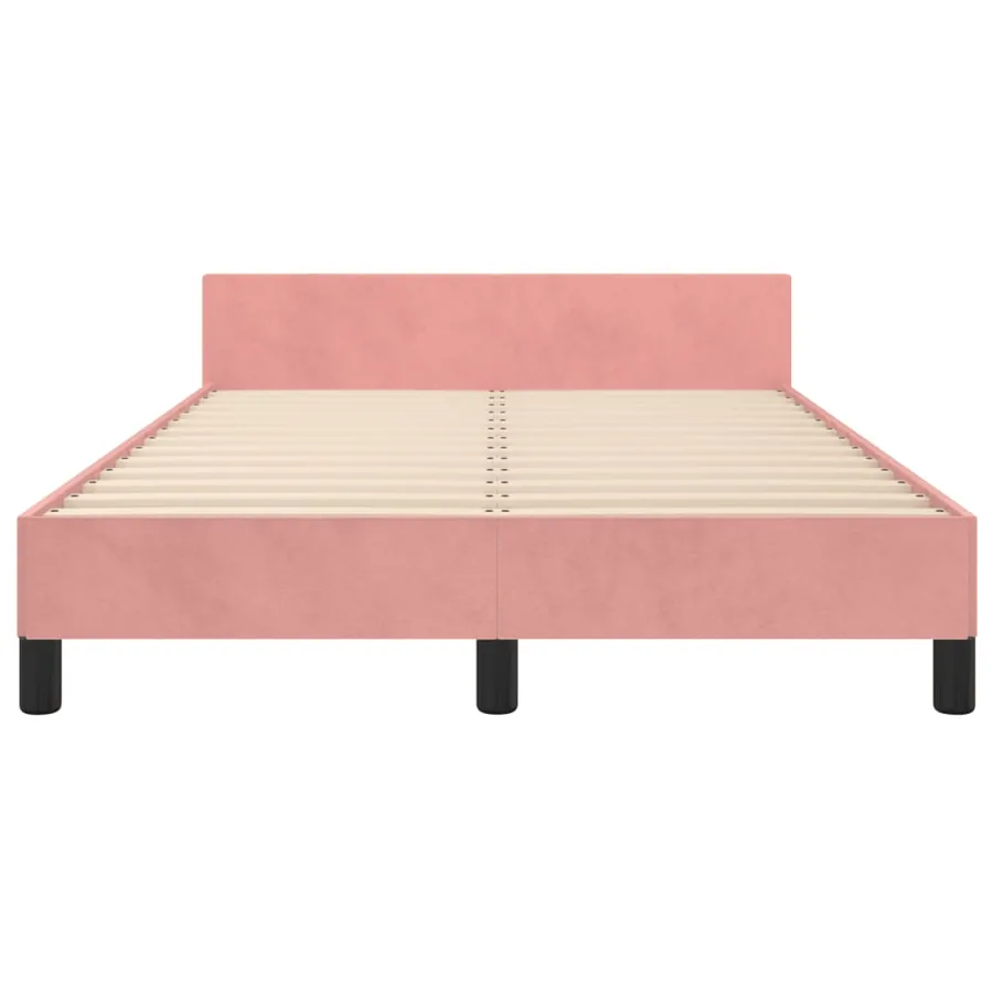 Cadre de lit sans matelas rose 120x190 cm velours - 6