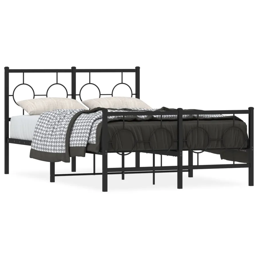 Cadre de lit métal sans matelas avec pied de lit noir 120x200cm - 2