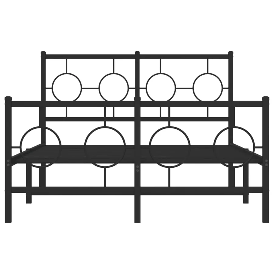 Cadre de lit métal sans matelas avec pied de lit noir 120x200cm - 5