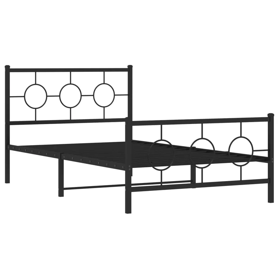 Cadre de lit métal sans matelas avec pied de lit noir 107x203cm - 3