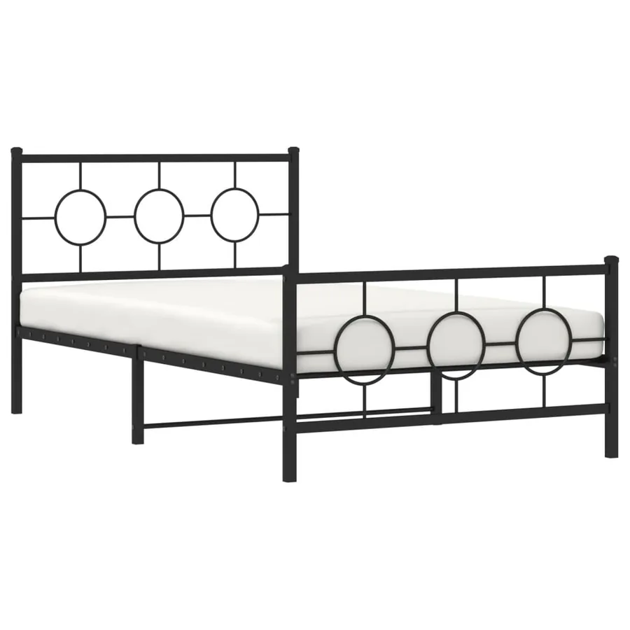 Cadre de lit métal sans matelas avec pied de lit noir 107x203cm - 4