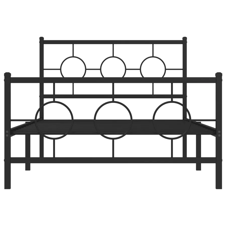 Cadre de lit métal sans matelas avec pied de lit noir 107x203cm - 5