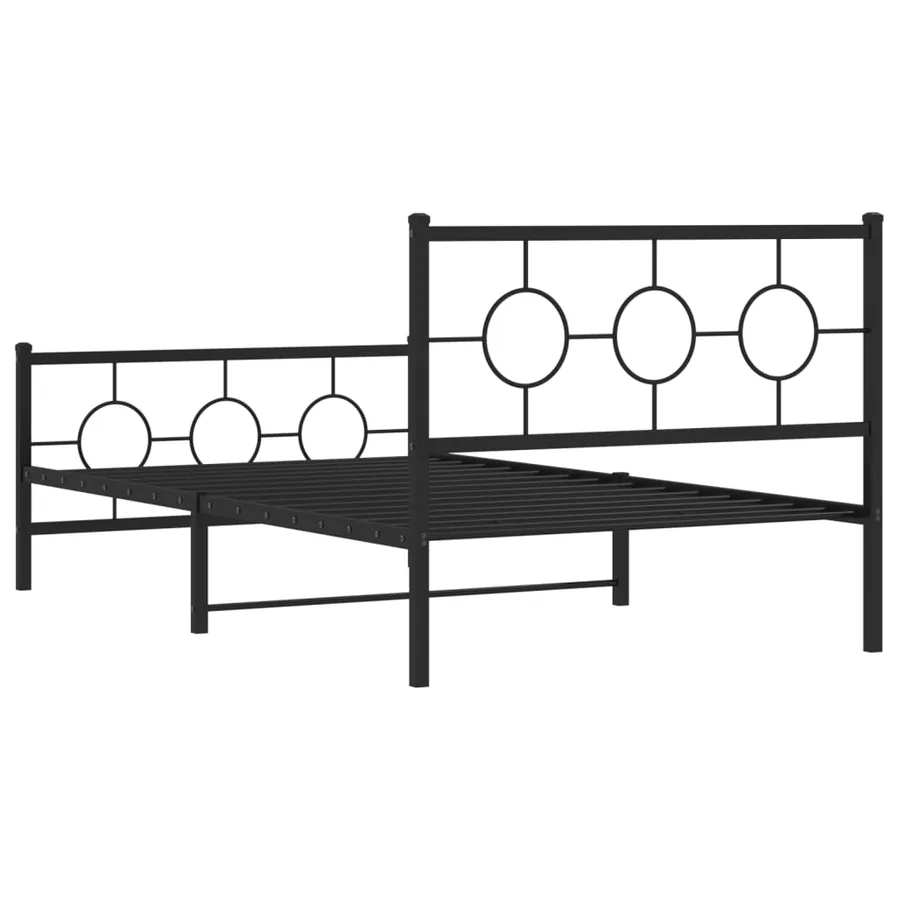 Cadre de lit métal sans matelas avec pied de lit noir 107x203cm - 7