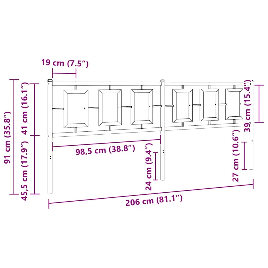 Tête de lit de remplacement métal noir 200 cm - 7