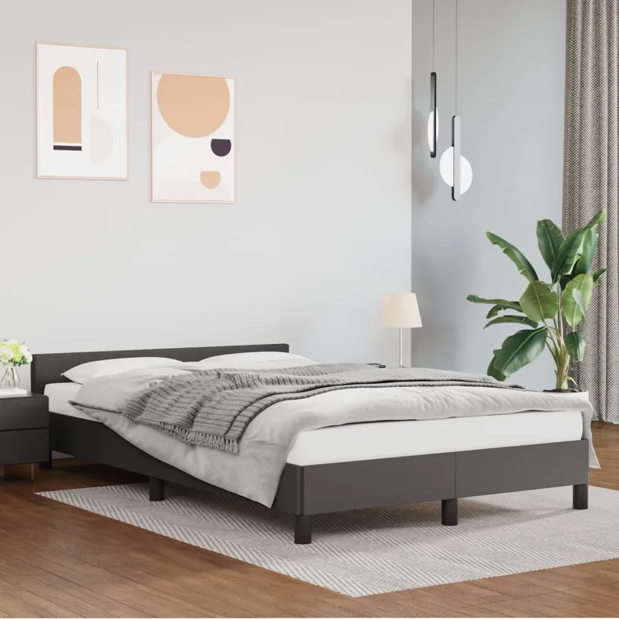 Cadre de lit sans matelas gris 120x190 cm similicuir