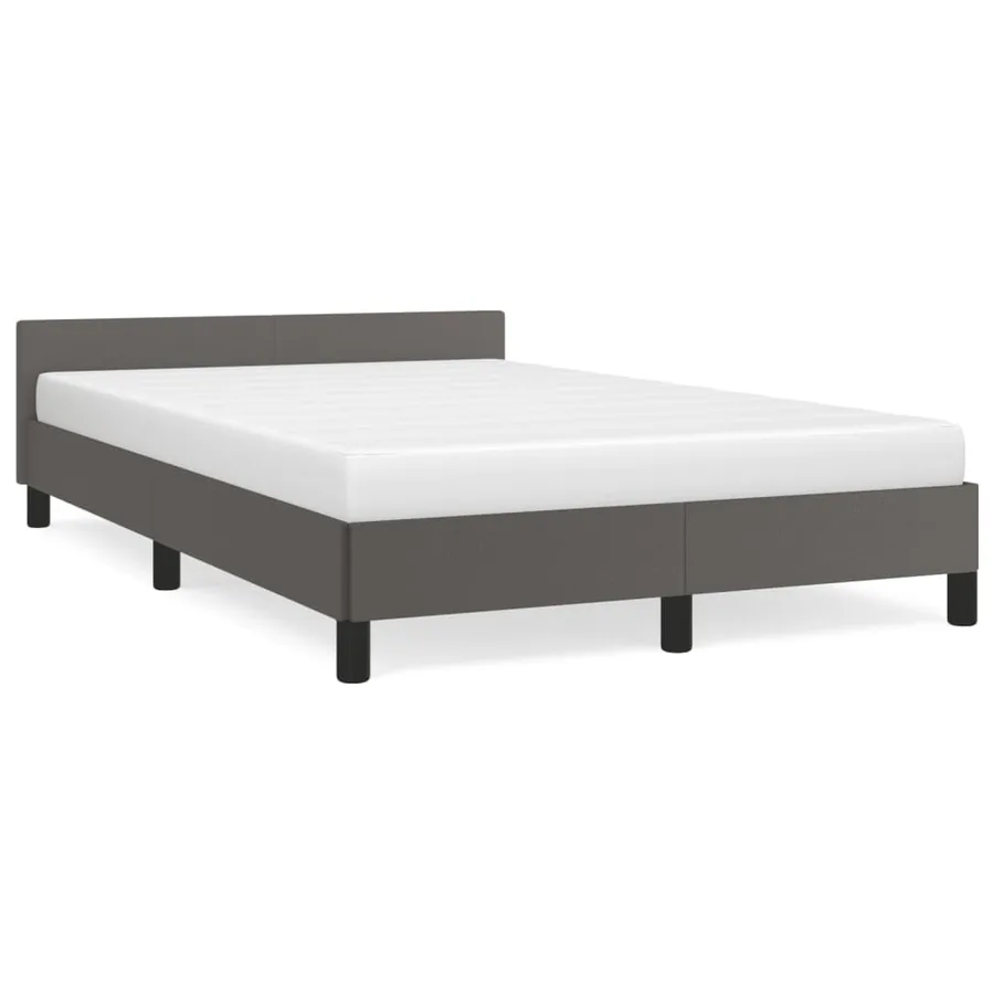 Cadre de lit sans matelas gris 120x190 cm similicuir - 2